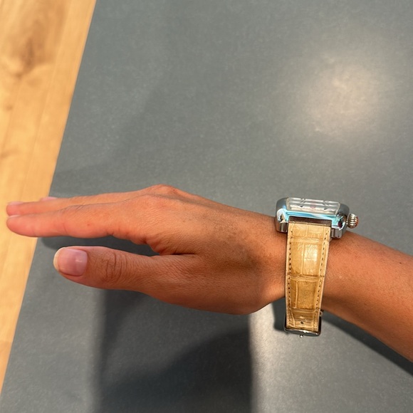 Michele Silver Case Watch with Tan Leather Strap - Picture 4 of 4